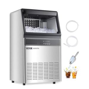 imageVEVOR 160lbs24H Commercial Ice Maker 55 Ice Cubes in 15 Minutes Freestanding Ice Maker Machine with 33lbs Large Storage Capacity for Bar Office Restaurant with LED Digital Display ampamp SelfCleaningWhite