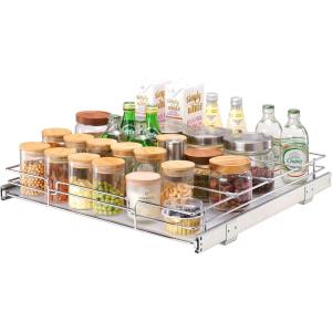 imageVEVOR 185quotWx21quotDx35quotH Pull Out Cabinet Organizer Heavy Duty Slide Out Pantry Shelves ChromePlated Steel Roll Out Drawer Drawer Storage for Home Under Sink 20quotWx22quotDx7quotH Install Size for Cabinet215 Wx21D