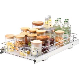 imageVEVOR 185quotWx21quotDx35quotH Pull Out Cabinet Organizer Heavy Duty Slide Out Pantry Shelves ChromePlated Steel Roll Out Drawer Drawer Storage for Home Under Sink 20quotWx22quotDx7quotH Install Size for Cabinet126Wx21D