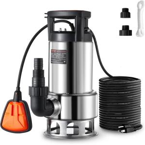 imageVEVOR 1HP Sump Pump 4020GPH 30FT Lift Stainless Steel Submersible Pump with 26FT Power Cord Automatic ONOFF Float Switch Drain CleanDirty Water for Basement Flood Pool Pond Garden Hot Tub10 HP  4020 GPH  26 Ft