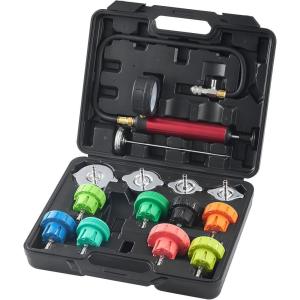 imageVEVOR 28 pcs Universal Radiator Pressure Tester Kit Coolant Pressure Tester Kit with Manual Pump and ColorCoded Test Caps Coolant Vacuum Refill kit for Cars Motorcycles Trucks Cooling System14pcs