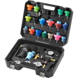 imageVEVOR 28 pcs Universal Radiator Pressure Tester Kit Coolant Pressure Tester Kit with Manual Pump and ColorCoded Test Caps Coolant Vacuum Refill kit for Cars Motorcycles Trucks Cooling System28pcs