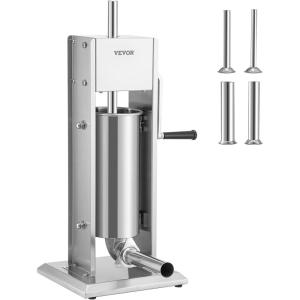 imageVEVOR 304 Vertical Electric Adjustable Speed Stainless Steel Heavy Duty Sausage Filler Meat Stuffer 30LBS15L Capacity Silver11LB5L Capacity