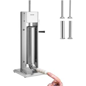 imageVEVOR 304 Vertical Electric Adjustable Speed Stainless Steel Heavy Duty Sausage Filler Meat Stuffer 30LBS15L Capacity Silver15LB7L Capacity
