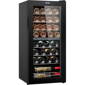imageVEVOR 32Bottle Wine Cooler Dual Zone ampamp Dual Temperature Wine Fridge Freestanding Refrigerator with Digital Control Tempered Glass Door with UV Protection Red ampamp White Wine Storage for Home Bar32 Bottles