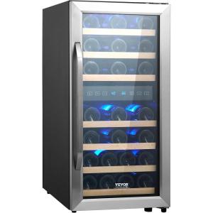imageVEVOR 32Bottle Wine Cooler Dual Zone ampamp Dual Temperature Wine Fridge Freestanding Refrigerator with Digital Control Tempered Glass Door with UV Protection Red ampamp White Wine Storage for Home Bar33 Bottles