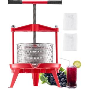 imageVEVOR 369 Gal14L Fruit Wine Press Stainless Steel Basket with Crossbeam and Triangular Structure Manual Juice Maker Cider Apple Grape Tincture Making Press with THandle for Kitchen HomeStainless steel