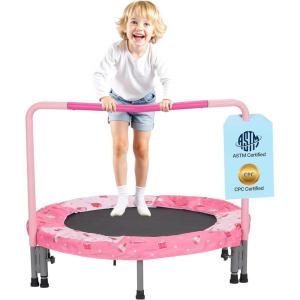 imageVEVOR 3FT Trampoline 36quot IndoorOutdoor for Toddlers Foldable Mini Baby With Foam Handle Recreational Birthday GiftBold Support  Pink Donut