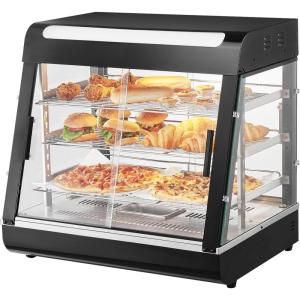 imageVEVOR 3Tier Commercial Food Warmer Display 1200W Food Display Warmer with Light Adjustable Shelf and Temperature Display 86185 Steam Heating 111L for Hamburger Pizza Bread Fried ChickenSCCJ601