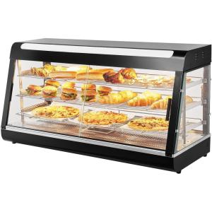 imageVEVOR 3Tier Commercial Food Warmer Display 1200W Food Display Warmer with Light Adjustable Shelf and Temperature Display 86185 Steam Heating 111L for Hamburger Pizza Bread Fried ChickenSCCJ603