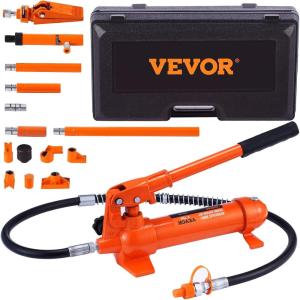 imageVEVOR 4 Ton Porta Power Kit Portable Hydraulic Jack with 39 ft12 m Oil Hose Auto Body Frame Repair Kit with Storage Case for Car Repair Truck Farm 8800 LBS4 Ton