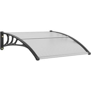 imageVEVOR 40quot x 40quot UPF 50 Polycarbonate Window Door Awning Canopy Modern Style Brown Board ampamp Black Bracket Front Door Overhang AwningClear Board  Black Bracket