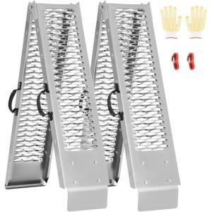 imageVEVOR 75ft Aluminum Ramps 1500 lbs Folding Loading Ramps 2 pcs Set for Pickup Trucks Bed Trailers Ramp with Load Straps for Dirt Bike UTV ATV Trucks Lawn Mowers Cargo Trailer 89quot L x 12quot W1000lbs