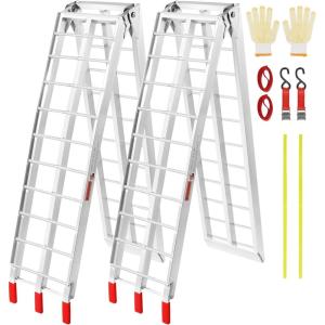 imageVEVOR 75ft Aluminum Ramps 1500 lbs Folding Loading Ramps 2 pcs Set for Pickup Trucks Bed Trailers Ramp with Load Straps for Dirt Bike UTV ATV Trucks Lawn Mowers Cargo Trailer 89quot L x 12quot W1500lbs