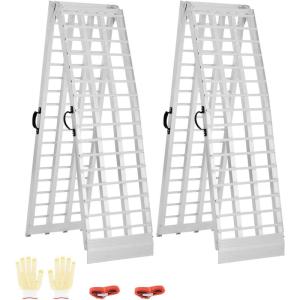 imageVEVOR 75ft Aluminum Ramps 1500 lbs Folding Loading Ramps 2 pcs Set for Pickup Trucks Bed Trailers Ramp with Load Straps for Dirt Bike UTV ATV Trucks Lawn Mowers Cargo Trailer 89quot L x 12quot W2000lbs