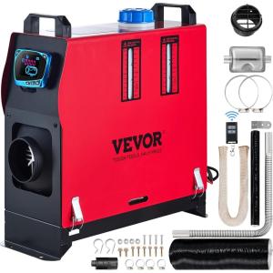 imageVEVOR 8KW Diesel Heater All in One DC1224V Fast Heating Diesel Air Heater with Remote Control and Color Digital Display Low Noise Voice Announcement for RV Truck Camper Van Boat and TrailerRedblack