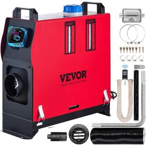 imageVEVOR 8KW Diesel Heater All in One DC1224V Fast Heating Diesel Air Heater with Remote Control and Color Digital Display Low Noise Voice Announcement for RV Truck Camper Van Boat and TrailerRed