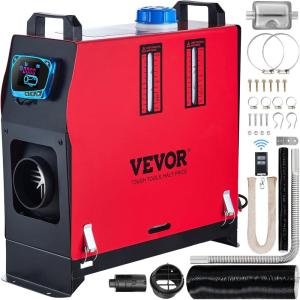imageVEVOR 8KW Diesel Heater All in One DC1224V Fast Heating Diesel Air Heater with Remote Control and Color Digital Display Low Noise Voice Announcement for RV Truck Camper Van Boat and TrailerBlackRed