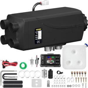 imageVEVOR 8KW Diesel Heater DC1224V Fast Heating Diesel Air Heater with Remote Control and Color Digital Display 10L Fuel Tank Low Noise Voice Announcement for RV Truck Boat and TrailerBlack