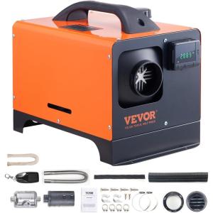 imageVEVOR 8KW Diesel Heater Diesel Heater All in One with Automatic Altitude Adjustment Max 18045 ft Bluetooth App Control Remote Control and LCD Portable Diesel Air Heater for Vehicles and OutdoorsOrangeBlack