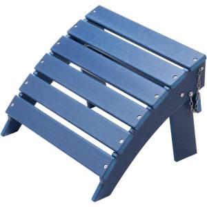 imageVEVOR Adirondack Ottoman 187L x 197W x 13H Inch HDPE Plastic Folding Adirondack Ottoman WeatherResistant Foot Rest for Adirondack Chair Widely Used for Outside Porch Pool Lawn Backyard BlackBlue