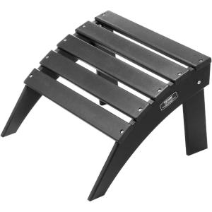 imageVEVOR Adirondack Ottoman 187L x 197W x 13H Inch HDPE Plastic Folding Adirondack Ottoman WeatherResistant Foot Rest for Adirondack Chair Widely Used for Outside Porch Pool Lawn Backyard BlackBlack
