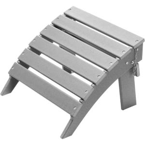 imageVEVOR Adirondack Ottoman 187L x 197W x 13H Inch HDPE Plastic Folding Adirondack Ottoman WeatherResistant Foot Rest for Adirondack Chair Widely Used for Outside Porch Pool Lawn Backyard BlackGray