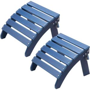 imageVEVOR Adirondack Ottoman Set of 2 187L x 189W x 138H Inch HDPE Plastic Folding Adirondack Ottoman WeatherResistant Foot Rest for Adirondack Chair Used for Outside Porch Pool Lawn Backyard Blue