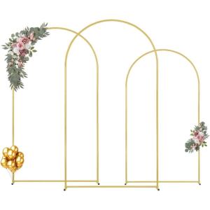 imageVEVOR Arch Backdrop Stand 6Ft 5Ft ampamp 4Ft Set of 3 Balloon Metal Arch Stand for Ceremony Gold Wedding Arch Backdrop Stand Fit for Birthday Party Baby Shower Graduations Holiday8ft 72ft 66ft