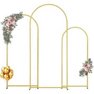imageVEVOR Arch Backdrop Stand 6Ft 5Ft ampamp 4Ft Set of 3 Balloon Metal Arch Stand for Ceremony Gold Wedding Arch Backdrop Stand Fit for Birthday Party Baby Shower Graduations Holiday6ft 5ft 4ft