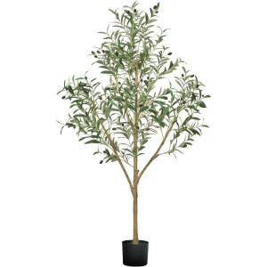 imageVEVOR Artificial Olive Tree 5 FT Tall Faux Plant Secure PE Material ampamp AntiTip Tilt Protection LowMaintenance Plant Lifelike Green Fake Potted Tree for Home Office Warehouse Decor Indoor OutdoorMultibranched Type