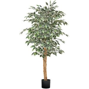 imageVEVOR Artificial Olive Tree 5 FT Tall Faux Plant Secure PE Material ampamp AntiTip Tilt Protection LowMaintenance Plant Lifelike Green Fake Potted Tree for Home Office Warehouse Decor Indoor OutdoorArtificial Ficus Tree