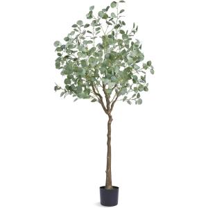 imageVEVOR Artificial Olive Tree 5 FT Tall Faux Plant Secure PE Material ampamp AntiTip Tilt Protection LowMaintenance Plant Lifelike Green Fake Potted Tree for Home Office Warehouse Decor Indoor OutdoorEucalyptus Tree