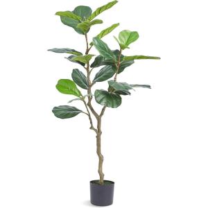 imageVEVOR Artificial Olive Tree 5 FT Tall Faux Plant Secure PE Material ampamp AntiTip Tilt Protection LowMaintenance Plant Lifelike Green Fake Potted Tree for Home Office Warehouse Decor Indoor OutdoorFiddle Leaf Fig Tree