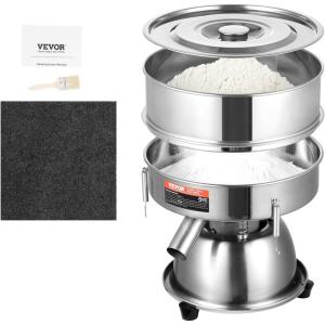 imageVEVOR Automatic Electric Vibrating Sieve Stainless Steel Sifter Shaker Machine with 1280 Mesh 45W Automatic Powder Sifter Machine Countertop Electric Sieve Shaker for Flour Powers Mungbean Rice1060 Mesh Sifter