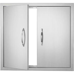 imageVEVOR BBQ Access Door 24W x 24H Inch Double Outdoor Kitchen Stainless Steel Flush Mount Door Double Wall Vertical with Handles and Hooks for BBQ Island Grilling Station Outside Cabinet26W x 24H