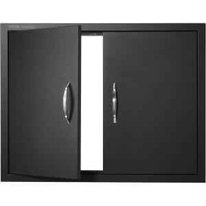 imageVEVOR BBQ Access Door 24W x 24H Inch Double Outdoor Kitchen Stainless Steel Flush Mount Door Double Wall Vertical with Handles and Hooks for BBQ Island Grilling Station Outside Cabinet31W x 24HBlack