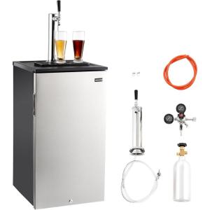 imageVEVOR Beer Kegerator Dual Tap Commercial Draft Beer Dispenser for D system Full Size Keg Refrigerator with 5lbs CO2 Tank Hold 2 Sixth  2 Ball lock keg BlackSingle Tap  92L