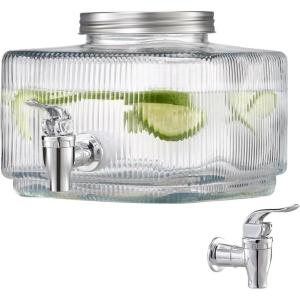 imageVEVOR Beverage Dispenser 08 Gallon Drink Dispensers for Parties Glass Juice Dispenser with NoDrip Spigot and Lid Iced Tea Lemonade Juice Water Dispensers for Restaurants Hotels Parties