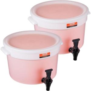 imageVEVOR Beverage Dispenser 5 Gallon 2 Drink Dispensers for Parties Plastic Juice Dispenser with Spigot and Lid Iced Tea Lemonade Juice Water Dispenser for Restaurants Hotels Parties 2 Pack3Gal 2Pack