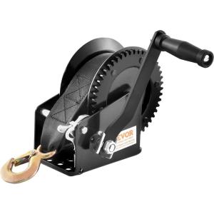 imageVEVOR Boat Winch1200 lbs Capacity Hand Boat Trailer Winch Heavy Duty Rope Crank with 23 ft Polyester Strap and TwoWay Ratchet Manual Operated Hand Crank Winch for Trailer Boat or ATV Towing1600 LBS
