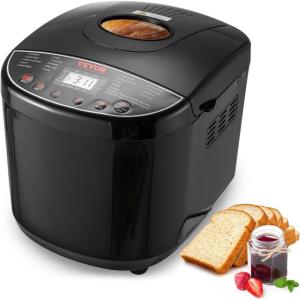 imageVEVOR Bread Maker Dough Machine 15 Menus in 1 NonStick Ceramic Pan Automatic Breadmaker with NonGluten Setting Whole Wheat Bread Making Digital Programmable 3 Loaf Sizes 3 Crust Colors WhiteBlack