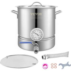 imageVEVOR Brew Kettle 16 Gal Brewing Pot Stainless Steel Brew Kettle Pot for Beer Brewing with FilterampampFilter Tray Tri Ply Bottom for Beer20 Quarts