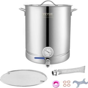 imageVEVOR Brew Kettle 16 Gal Brewing Pot Stainless Steel Brew Kettle Pot for Beer Brewing with FilterampampFilter Tray Tri Ply Bottom for Beer64 Quarts