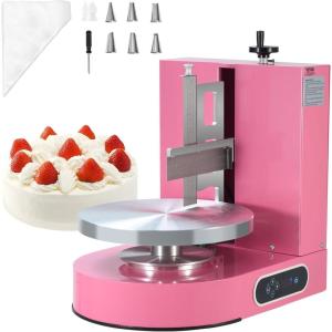 imageVEVOR Cake Decorating Machine Cake Cream Spreading Coating Smearing Machine Low Noise Cake Frosting Machine Turntable with Adjustable Scraper for 4quot to 12quot Cake 25320RPM Rotating Speed WhitePink