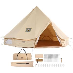 imageVEVOR Canvas Tent Bell Yurt 4 Seasons for Camping with Stove Jack Breathable Holds up to 4 People Family Camping Outdoor Hunting Party7m2297ft