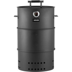 imageVEVOR Charcoal Smoker Grill 185quot Barrel Charcoal BBQ Smoker Coated Steel Outdoor Barbecue Grill with 2 Grilling Grates 1 Hanging Rod 6 Hooks ampamp Thermometer Ideal for Party Backyard Patio Cooking