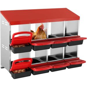 imageVEVOR Chicken Nest Box 8Compartment 30 to 45 in Stable ampamp CorrosionResistant Metal Nesting Boxes with Inclined Nesting Boxes Bottom Holes ampamp Resting Platform Fit for Different Chicken Breeds417L x 206W x 314H