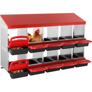 imageVEVOR Chicken Nest Box 8Compartment 30 to 45 in Stable ampamp CorrosionResistant Metal Nesting Boxes with Inclined Nesting Boxes Bottom Holes ampamp Resting Platform Fit for Different Chicken Breeds519L x 206W x 311H