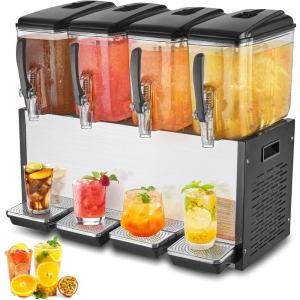 imageVEVOR Commercial Beverage Dispenser 3 Tanks 12 L  127 QT Per Tank Juice Dispenser 370W Stainless Steel Ice Tea Drink Machine with 45F54F Cooling Temperature for Cold Drink Restaurant Bar Party12L  4